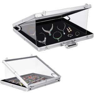 24"x20" Trade Show Display Case, Clear Acrylic Showcase Portable Display Case, Aluminum Sports Card Case with Locks for Cards, Craft Collection and Jewelry