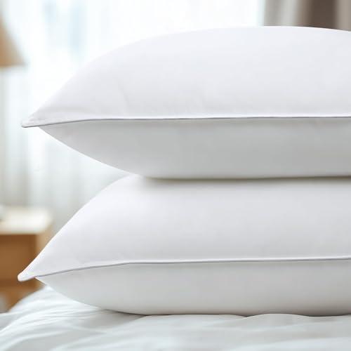viewstar Bed Pillows Queen Size Set of 2, Hotel Collection Down Alternative Pillows for Side, Back or Stomach Sleepers, Stable Neck Support, Double Stitch White, 20 x 27