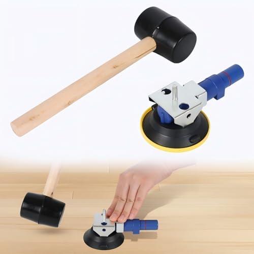 Floor Gap Fixer Tool Heavy Duty Laminate Flooring Tools with Vacuum Suction Cup Flooring Gap Repair Tool Kit with Rubber Hammer Panel Installation for Wood, Vinyl, Laminate Floor