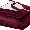 Bedsure Electric Blanket Full Size - Soft Flannel Heated Blanket, Fast Heating with 10 Time Settings & 6 Heat Settings, Warm Gift for Grandma (72x84 inches, Burgundy)