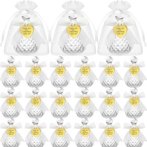 24 Sets Holy Water Bottles 100ml Catholic Christian Glass Bottles with Heart Lapel Pins Organza Bags and White Ribbon Holy Water Container for Church Wedding Baptism Party Favors Gift