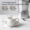 DOWAN 2.5 Ounce Porcelain Stackable Espresso Cups with Saucers Set of 4, White Espresso Cups for Home, Office and Cafe Use