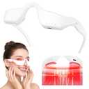 5-in-1 Smart Eye Massager Glasses - Red Light Therapy with Microcurrent, Heat & Vibration, for Eye Bags Dark Circles Puffiness Wrinkles Fine Lines Eye Strain Gift for Women & Men (White)