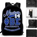 Lightweight Fraternity Backpack Gift Set Paraphernalia Durable 600D Oxford Backpack with Lunch Bag Pencil Case (Blue, One Size)