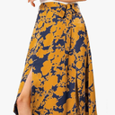 Allegra K Women's Slits Front High Waist A-Line Belted Floral Flowy Midi Skirt, Size XS