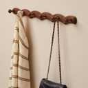 Wood Coat Rack Wall Mount - Walnut Coats Hook Hanger Wall-Mounted, Wave-Shaped Entryway Hanging Racks with 6 Hooks for Jacket Keys Hats Robes Towels Bags, Living Room Mudroom Bathroom Bedroom Hallway