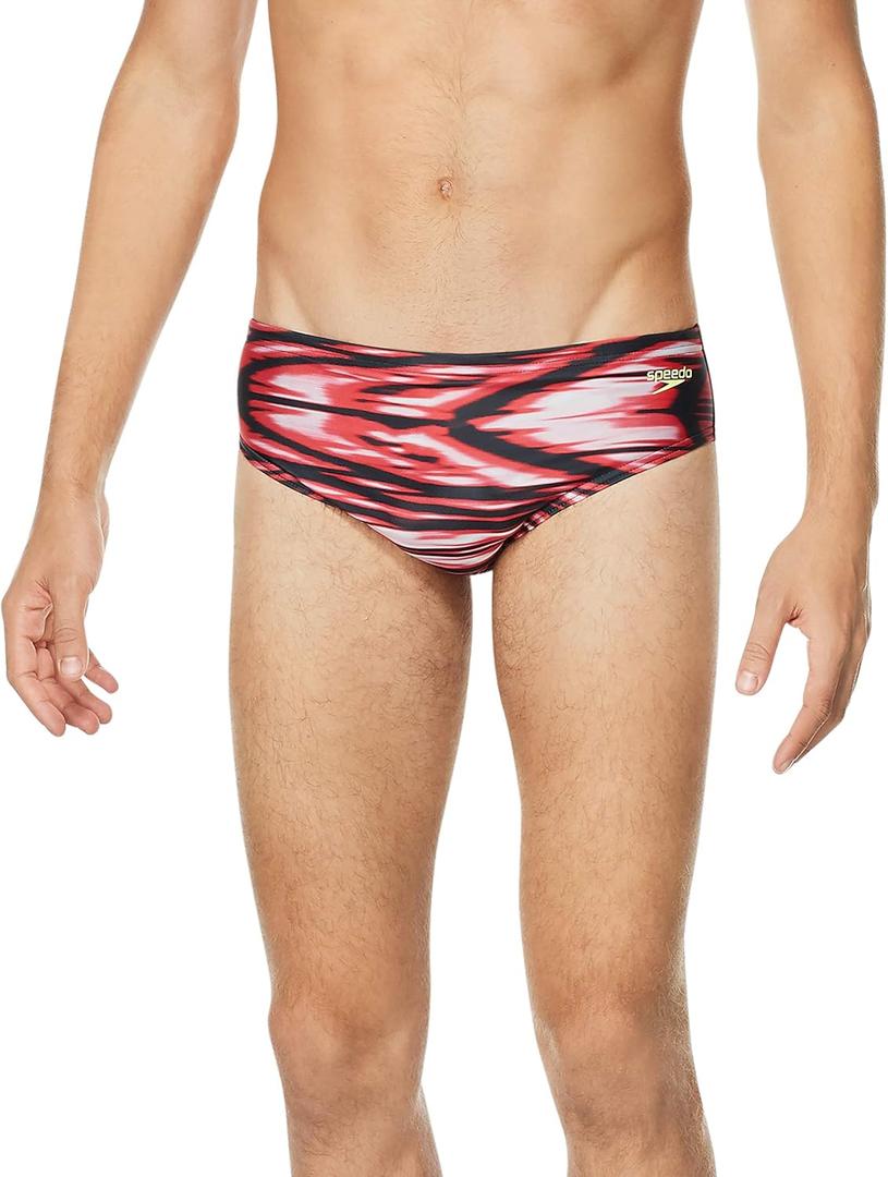 Speedo Men's Swimsuit Brief ProLT Printed Team Colors (38, Wave Speedo Red) M