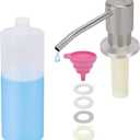 Dish Soap Dispenser for Kitchen Sink Brushed Nickel Under Sink Soap Dispenser Pump Head with 10.14 Ounce PET Soap Bottle and 1.88" Base