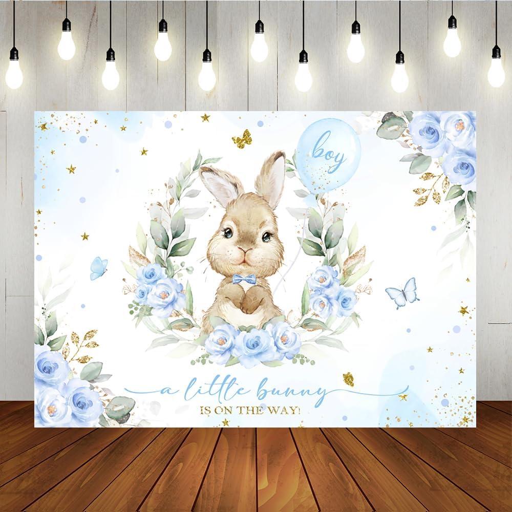 Lofaris Easter Rabbit Boy Baby Shower Backdrop Spring A Little Bunny is On The Way Decorations for Prince Birthday Background Newborn Baby Party Supplies Photo Booth Props 7x5ft