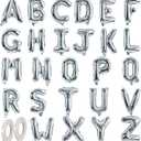 TONIFUL 16 Inch Silver Letter A-Z Balloons,Custom Phrase Mylar Foil Alphabet Letter DIY Personalized Phrase Banner for Birthday Anniversary Celebration Graduation Party Supplies Decoration (26 Pcs)