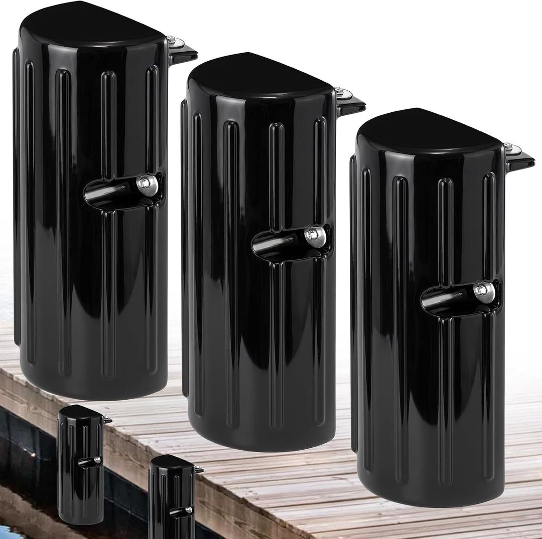 Dock Bumper Fender,Boat Dock Bumpers for Edge or Side,Marine Fender Guard,Vertical Protection,Durable Construction,Includes Mounting Hardware,3 Pack-Black