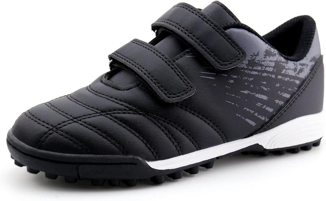 brooman Kids Comfortable Turf Soccer Shoes Athletic Football Shoes (2, Black)