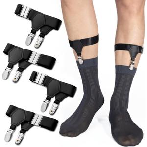 STAY GENT Men Sock Suspenders, Sock Garters for Men, Soft Sock Holders (Coal Black)