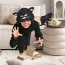 Kids Animal Onesie Boys Girls Black Cat Costume Cheetah Blue Monster Halloween Christmas Kids Cosplay Costume, Black, 12-14Years
