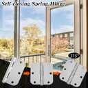 Ball Bearing Door Hinges, 3.5 inch 3 Pack Stainless Steel Door Hinge Bearing 5/8''Radius Corner, Smooth and Quiet Heavy Duty Commercial Grade Exterior Interior Outdoor, Non Removable Pin, Brushed