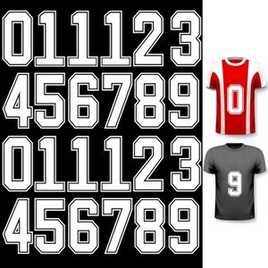 WILLBOND 24 Pcs Iron on Numbers, Jersey Heat Transfer Numbers 0 to 9 for Team Uniform Sports T-Shirt Football Basketball Baseball (White with Black Border,8 Inch)