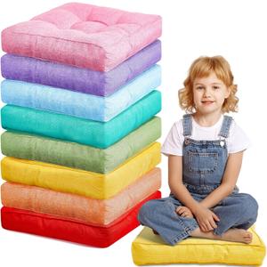 Juexica 8 Pcs Floor Cushions for Kids Floor Pillows Flexible Seating Cushions 3.5'' Thick Flexible Seating Classroom Furniture Meditation Seat Pillows for Home Nursery Yoga Decor(Rainbow Color,Square)