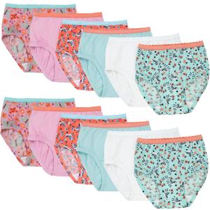 Fruit of the Loom Toddler Girls' Tag-Free Cotton Underwear (2-3T, Brief - 12 Pack - Assorted Colors)