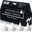 MODGY LED Floating Tealight Candles Flameless Battery Operated Flickering Light Candle, Water-Activated, White, Set of 4
