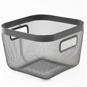 Metal Mesh Steel Baskets, Household Wire Storage Organizer Bin Garden Harvest Basket Multi-functional Fruit Baskets with Handles for Kitchen Bathroom Picnic Shopping Decor Cabinet Home, Black