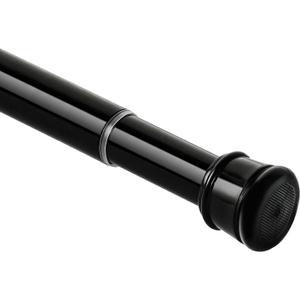 No Sectional Assembly Tension Curtain Rod 56-104 Inch, 1" Diameter Spring Long Adjustable Shower Curtain Rods for Bathroom Windows Closet No Drilling No Rust, Black