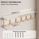 Wall Hooks with 22'' Shelf Coat Rack Wall Mount with 6 Hooks Entryway Hanging Shelf with Storage for Bathroom, Living Room, Bedroom, Modern Floating Wall Shelves with Hooks (Cream White)