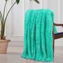 Tuddrom Decorative Extra Soft Faux Fur Throw Blanket 70"x78",Solid Reversible Fuzzy Lightweight Long Hair Shaggy Blanket,Fluffy Cozy Plush Fleece Comfy Microfiber Blanket for Couch Sofa Bed,Teal Blue