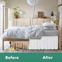 Biscaynebay Wrap Around Bed Skirts with Split Corners for Queen Beds 17" Drop, White Elastic Dust Ruffles Adjustable Easy Fit Wrinkle & Fade Resistant Silky Luxurious Fabric Machine Washable