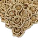 IPOPU Foam Gold Roses,50pcs Glitter Roses Gold Flowers Gold Roses with Stems for DIY Wedding Bridal Bouquet Home Party Decoration(Gold)