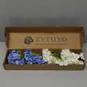 ZYTUYO 4 Pcs 20'' Real Touch Hydrangea Artificial Flowers Boho Lifelike Real Looking Latex Hydrangeas Flower with Long Stem for Baby Shower Indoor Home Decor Spring Table Centrepiece 2 Blue 2 White