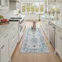 Area Rugs 2'x6' Runner Rug Non Slip Washable for Kitchen Hallway Bedroom Beside Laundry Room Bathroom Rug, Floor Carpet, Light Blue Navy Beige Gray White