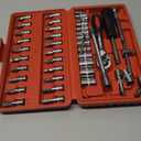 Egofine 46 Pieces 1/4 inch Drive Socket Ratchet Wrench Set, with Bit Socket Set Metric and Extension Bar for Auto Repairing and Household, with Storage Case