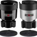 SEVEN SPARTA 2 Pack Car Cup Holder Expander Organizer Adjustable Base, Compatible with Yeti 20/26/30 oz, Hydro Flasks 32/40oz, Nalgenes 30/32/38/48 oz, Other Bottles in 3.4"-3.8" (Black and Silver) (Multicolor)