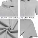 COOFANDY Men's Button Down Short Sleeve Shirt Casual Cotton Summer Beach Linen Wedding Shirts with Pocket (Gray, M)