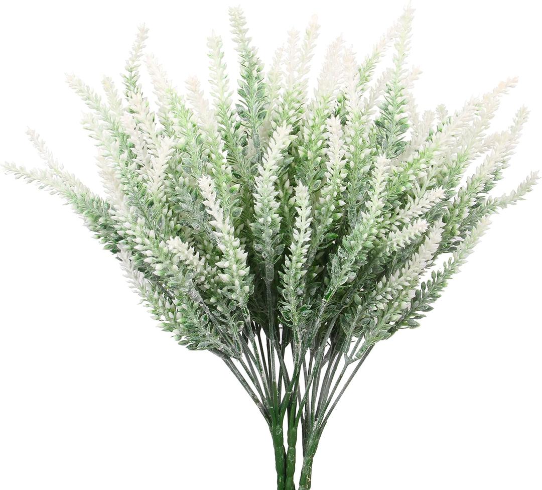 Artificial Flowers 6 Bundles Lavender Bouquet for Wedding Home Office Decoration - White