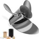 YOUNG PROPS 14 1/2 x 19 Stainless Steel Outboard Boat Propeller for Mercury Engine 135-300HP/Mercruiser Alpha One 14.5dia x 19 Pitch Hub Kits Included 15 Spline Tooth RH Silver