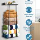 Wall-Mounted Towel Rack  Retractable with Hanging Hooks  Heavy Duty Stainless Steel Organizer for Bathroom, Laundry Room & More (Black)