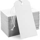 250 Pack White Shipping Tags with Elastic String Blank Labeling Tags with Strings Attached, 4 3/4" x 2 3/8"