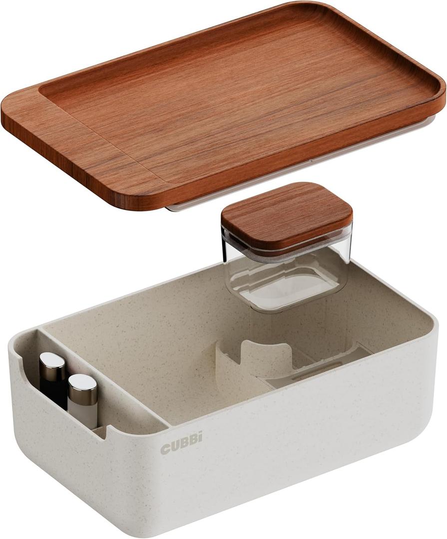 Cubbi - Airtight Box with Tray - Silicone Seals - 100% Air-Tight Storage Box with Accessories  White