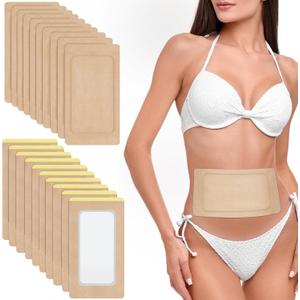 20Pcs Castor Oil Pack Wrap, Organic Cotton Castor Oil Patches for Liver, Stomach, Belly Button, 11.8"x6.3", Disposable Self-Adhesive, Leak-Free, 5X Absorbent Cotton Pad, Portable