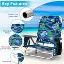 Suteck Beach Chair, Adjustable 5-Position Backpack Beach Chairs for Adults Kids, Foldable Lay Flat Chair with Cooler Bag, Cup Holder and Lumbar Pillow, Reclining Lay Down Chairs (1, Blue&Green)