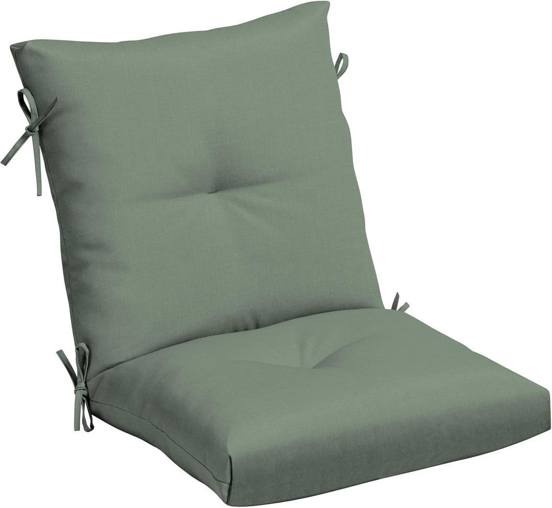 Arden earthFIBER Plush Modern Tufted Polyfill Dining Chair Cushion, 21 x 40, Water Repellent, Fade Resistant Sage Green Texture