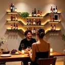 47.2"Modern LED Wine Rack Wall Mounted,3-Tier Floating Bar Shelves, 47.2in/120cm