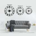 Large Modern Metal Wall Clocks Rustic Round Nearly Silent Little Ticking Battery Operated Roman Numerals Clock for Living Room/Bedroom/Kitchen Wall Decor-(Black, 47cm), 19 Inch