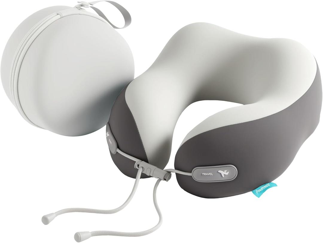 Travel Pillow with New Cool Material,Neck Pillow for Traveling 100% Pure Memory Foam,Travel Neck Pillow with Zipper Box, Airplane Pillow for Traveling,Travel Essentials (Grey)