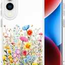 Compatible with Samsung Galaxy S25 Edge Cases with Design, Cute Transparent Designer Phone Case for Women Girls Girly with Heavy Duty Protective Bumper (Clear Flowers Herbs Wild)