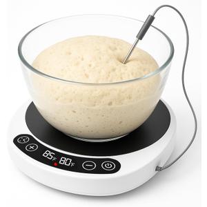 Pro 2026 Larger Sourdough Starter and Dough Warmer Upgraded with Real-Time Dough Probe, Dual-Temp Display, 70-110F Precision Control, 24H Timer Game Changer for Home Bakers White Wood