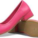 Jeekopeg Low Chunky Pumps Women's Round Toe Heels PU Leather Chunky Pump Shoes Classic Closed Toe Pumps Low Heel Dress Shoes for Women, Size US 9