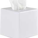 Tissue Box Cover, Square Facial Tissue Holder Storage for Bathroom Vanity, Countertops, Dressers, Night Stand, Parlors and Offices - White