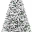 Best Choice Products Artificial Christmas Tree, 6ft Unlit Snow Flocked Design Pine Tree, Full Appearance Snowy w/Easy Assembly, Metal Stand